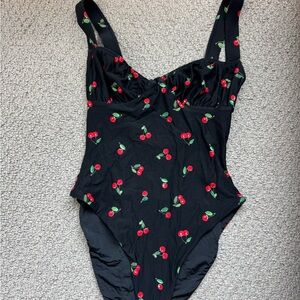 WeWoreWhat Black Swimsuit with Cherries